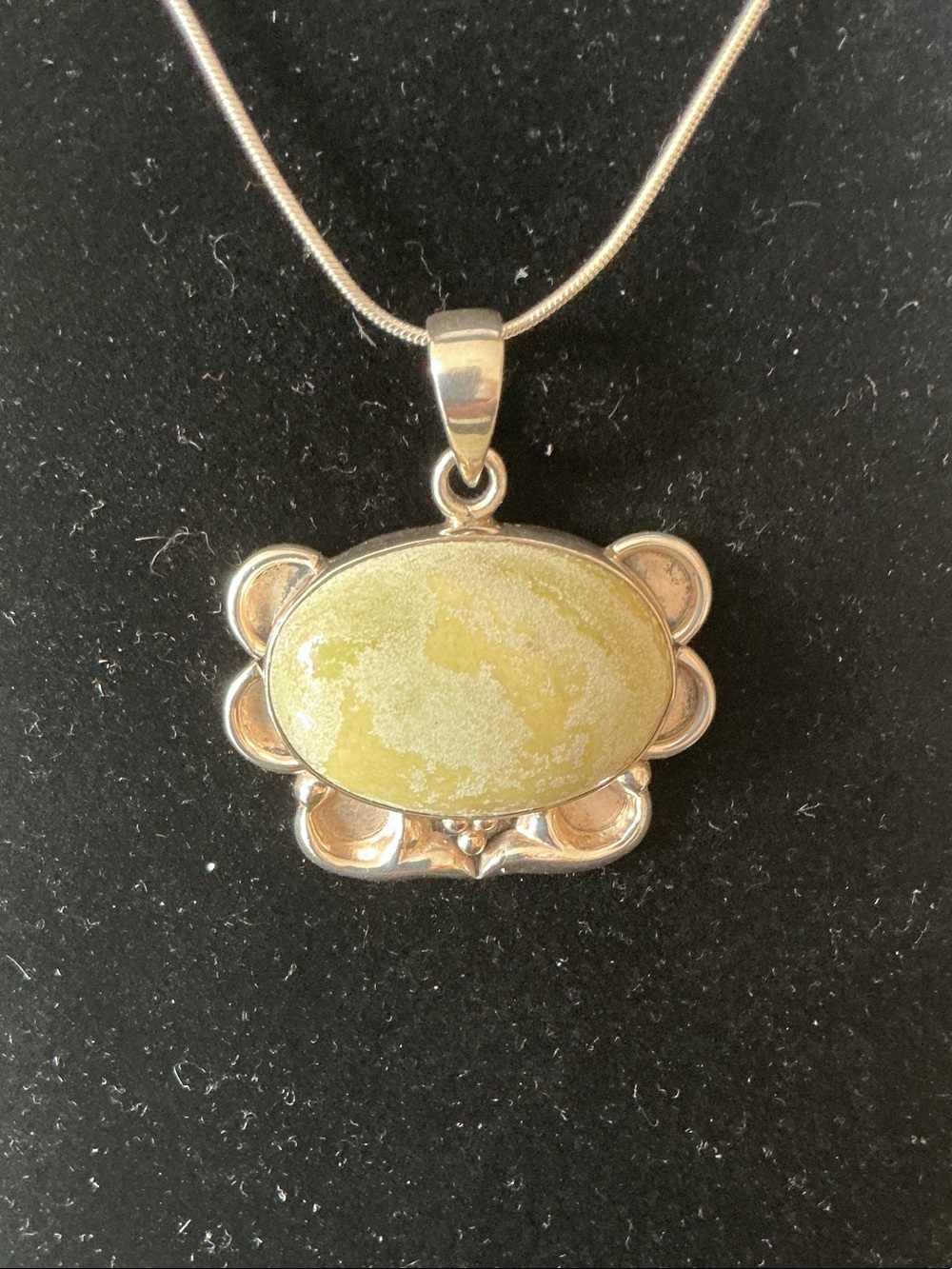 Yellow Stone Silver Pendant Necklace - Women Jewelry